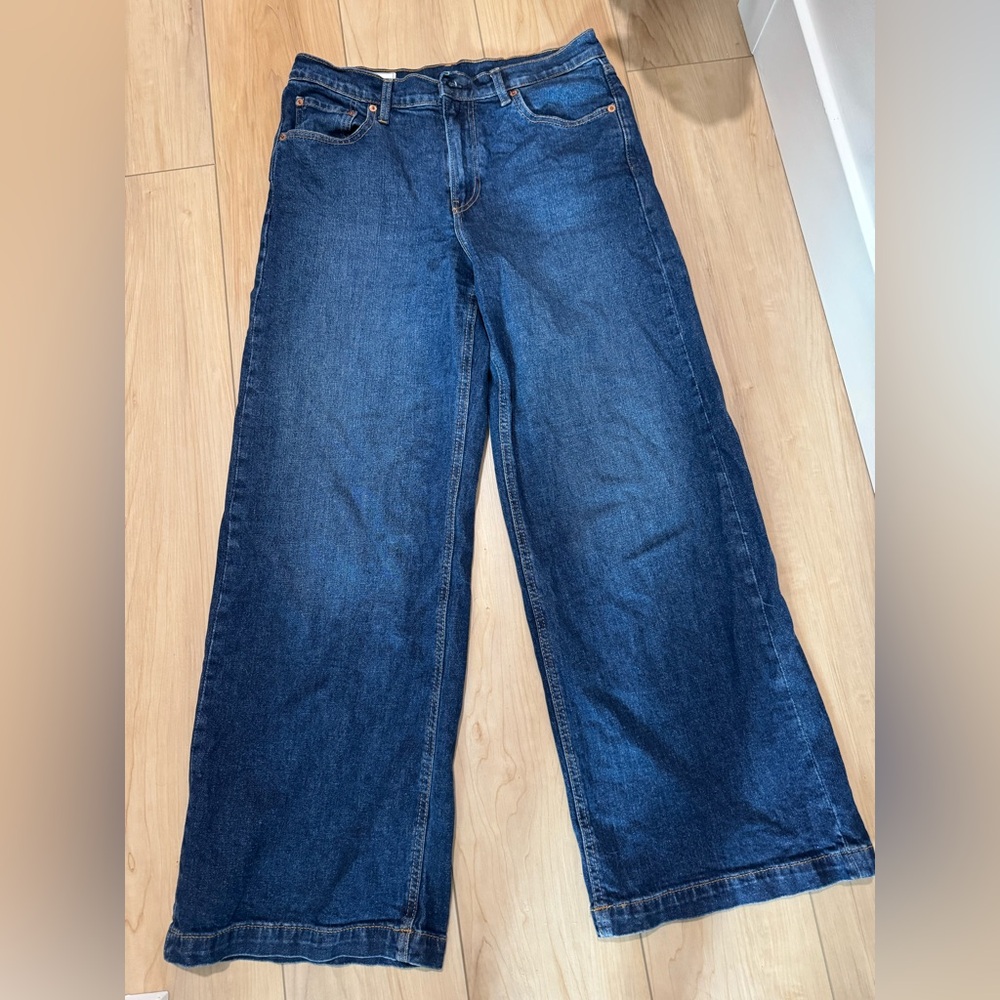 GAP Women's Wide Leg Flare Jeans - Deep Indigo